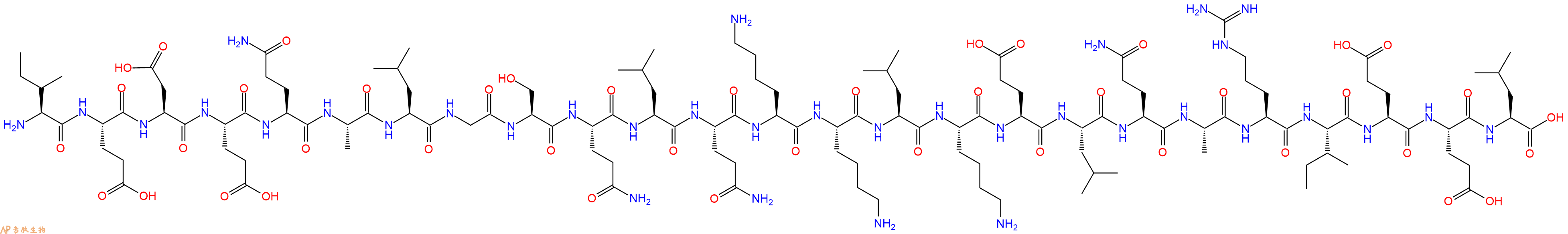 专肽生物产品H2N-Ile-Glu-Asp-Glu-Gln-Ala-Leu-Gly-Ser-Gln-Leu-Gln-Lys-Lys-Leu-Lys-Glu-Leu-Gln-Ala-Arg-Ile-Glu-Glu-Leu-OH
