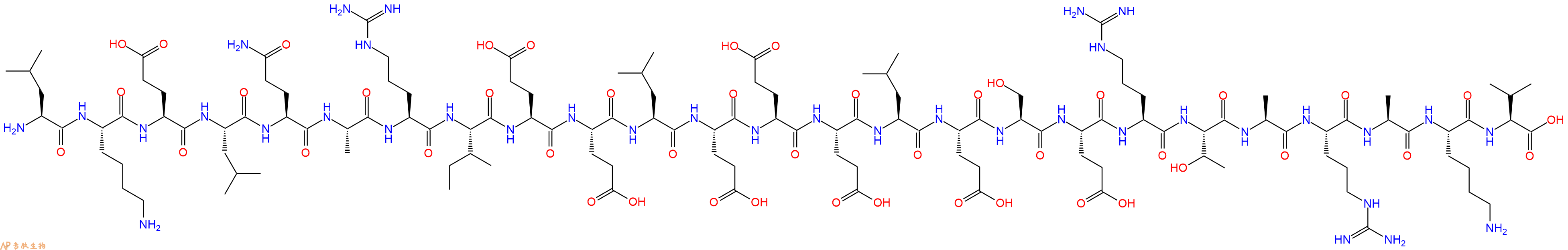 专肽生物产品H2N-Leu-Lys-Glu-Leu-Gln-Ala-Arg-Ile-Glu-Glu-Leu-Glu-Glu-Glu-Leu-Glu-Ser-Glu-Arg-Thr-Ala-Arg-Ala-Lys-Val-OH