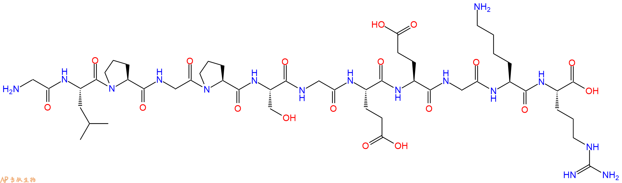 专肽生物产品H2N-Gly-Leu-Pro-Gly-Pro-Ser-Gly-Glu-Glu-Gly-Lys-Arg-OH