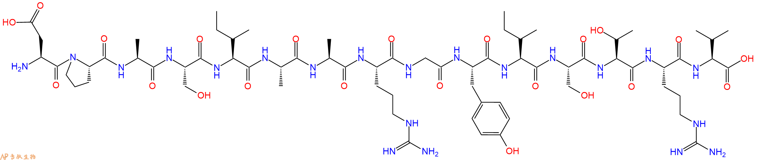 专肽生物产品H2N-Asp-Pro-Ala-Ser-Ile-Ala-Ala-Arg-Gly-Tyr-Ile-Ser-Thr-Arg-Val-OH