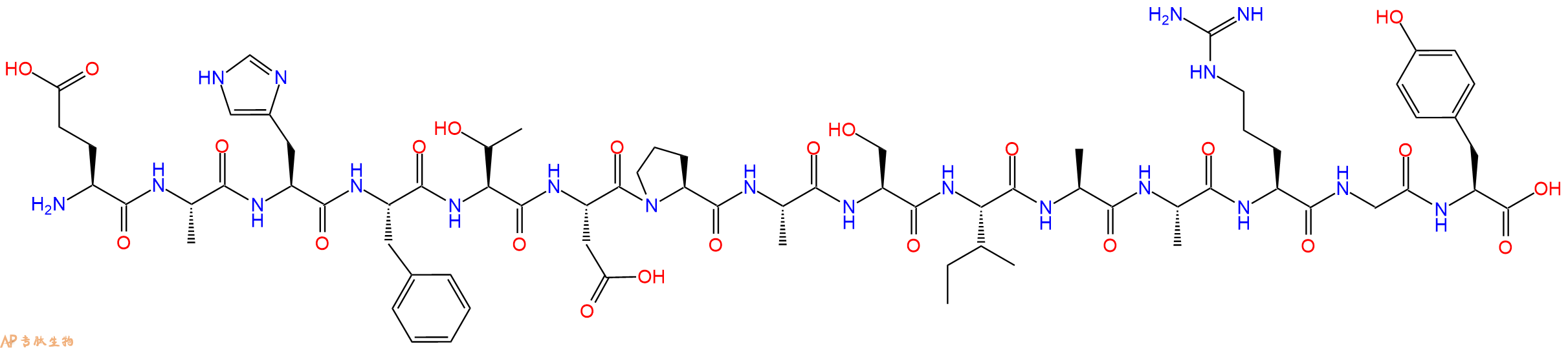 专肽生物产品H2N-Glu-Ala-His-Phe-Thr-Asp-Pro-Ala-Ser-Ile-Ala-Ala-Arg-Gly-Tyr-OH