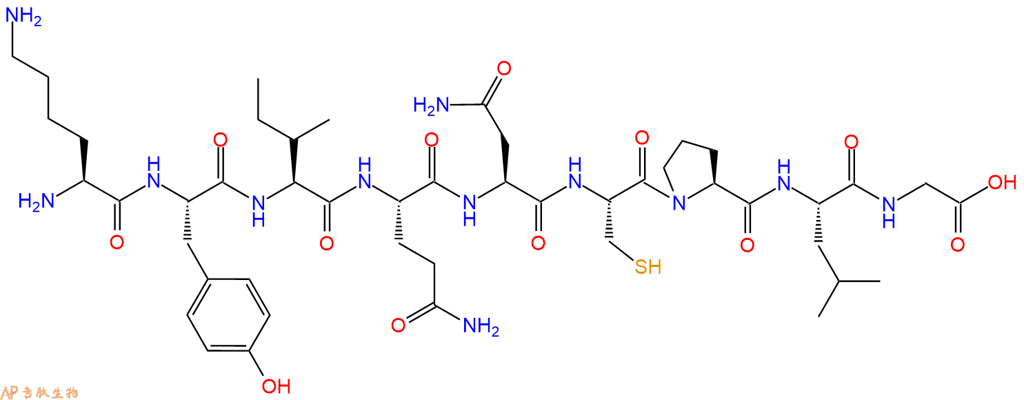 专肽生物产品H2N-Lys-Tyr-Ile-Gln-Asn-Cys-Pro-Leu-Gly-OH