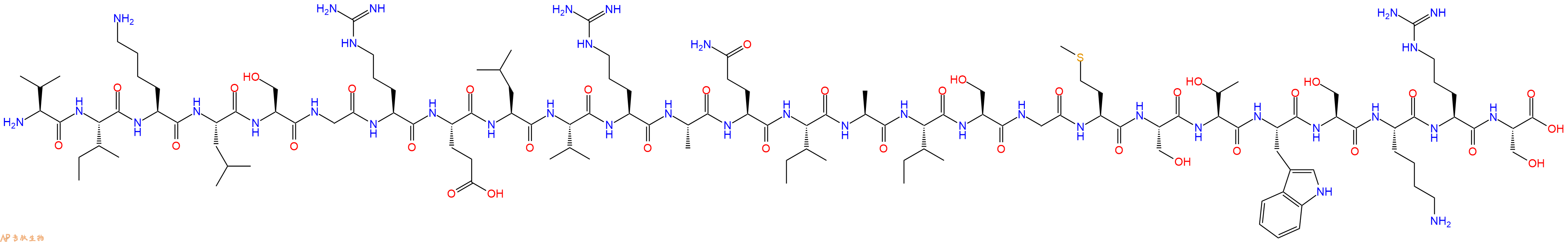 专肽生物产品H2N-Val-Ile-Lys-Leu-Ser-Gly-Arg-Glu-Leu-Val-Arg-Ala-Gln-Ile-Ala-Ile-Ser-Gly-Met-Ser-Thr-Trp-Ser-Lys-Arg-Ser-OH
