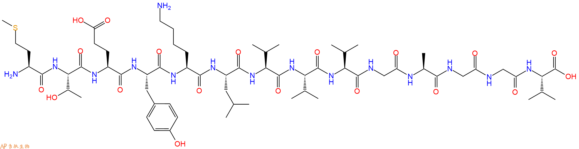 专肽生物产品H2N-Met-Thr-Glu-Tyr-Lys-Leu-Val-Val-Val-Gly-Ala-Gly-Gly-Val-OH