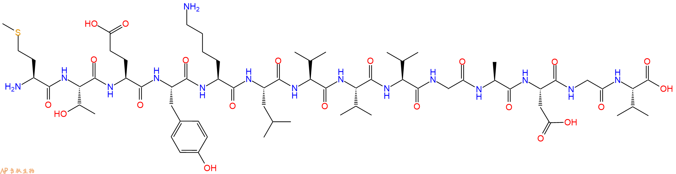 专肽生物产品H2N-Met-Thr-Glu-Tyr-Lys-Leu-Val-Val-Val-Gly-Ala-Asp-Gly-Val-OH