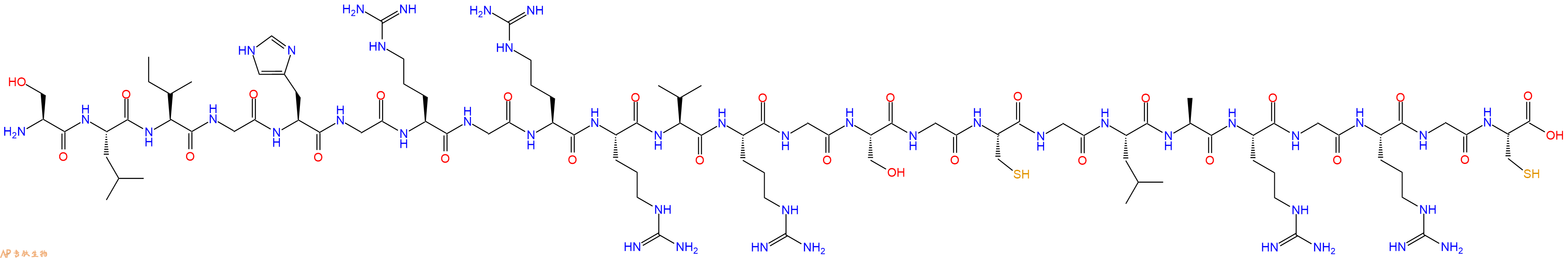 专肽生物产品H2N-Ser-Leu-Ile-Gly-His-Gly-Arg-Gly-Arg-Arg-Val-Arg-Gly-Ser-Gly-Cys-Gly-Leu-Ala-Arg-Gly-Arg-Gly-Cys-OH