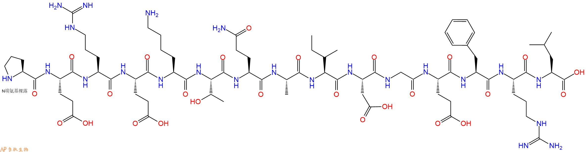 专肽生物产品H2N-Pro-Glu-Arg-Glu-Lys-Thr-Gln-Ala-Ile-Asp-Gly-Glu-Phe-Arg-Leu-OH