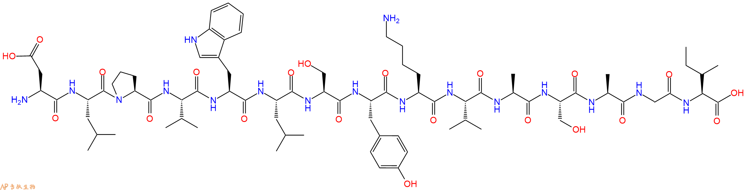 专肽生物产品H2N-Asp-Leu-Pro-Val-Trp-Leu-Ser-Tyr-Lys-Val-Ala-Ser-Ala-Gly-Ile-OH