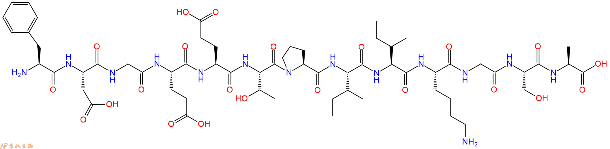 专肽生物产品H2N-Phe-Asp-Gly-Glu-Glu-Thr-Pro-Ile-Ile-Lys-Gly-Ser-Ala-OH