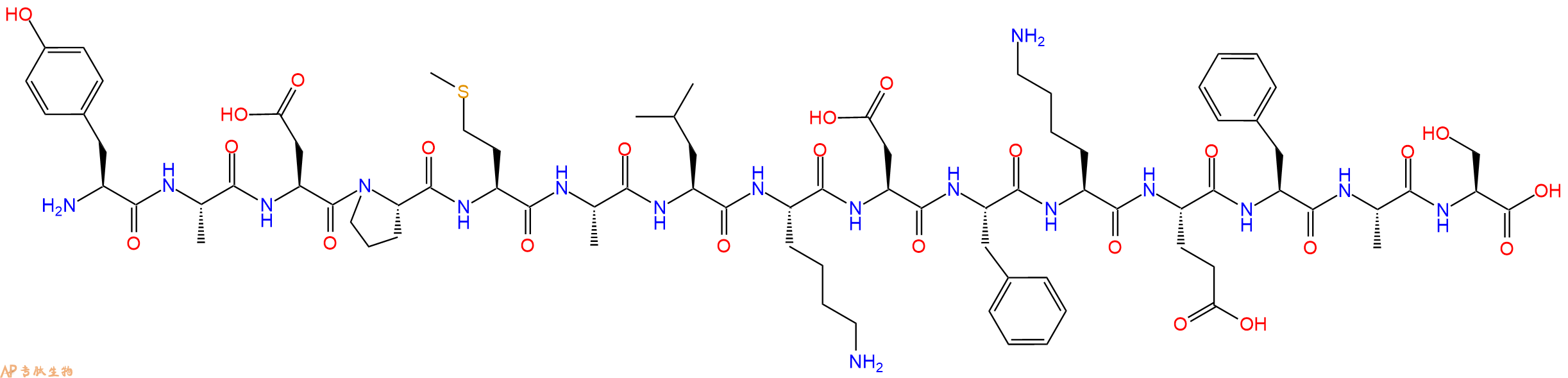 专肽生物产品H2N-Tyr-Ala-Asp-Pro-Met-Ala-Leu-Lys-Asp-Phe-Lys-Glu-Phe-Ala-Ser-OH