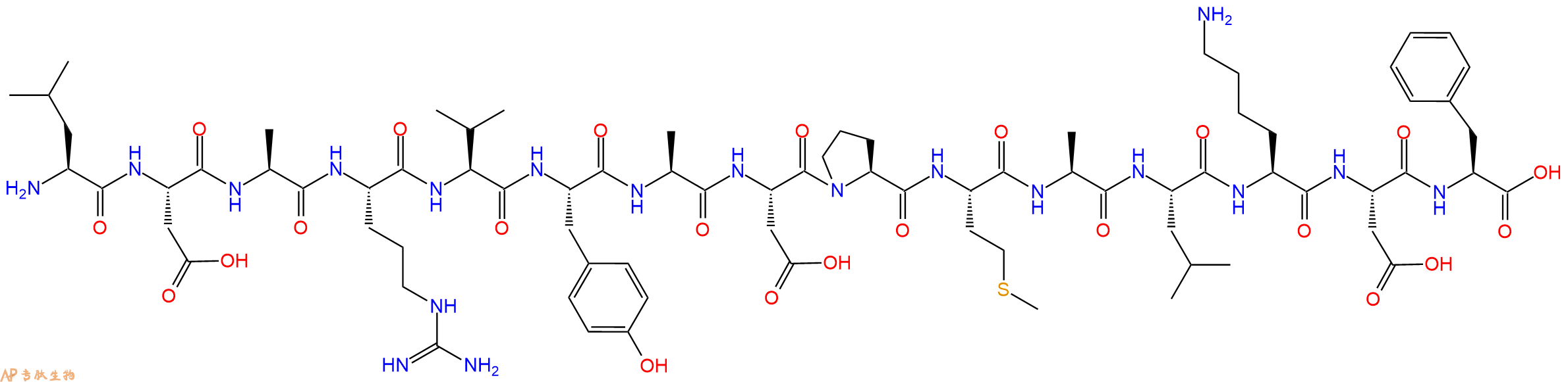 专肽生物产品H2N-Leu-Asp-Ala-Arg-Val-Tyr-Ala-Asp-Pro-Met-Ala-Leu-Lys-Asp-Phe-OH
