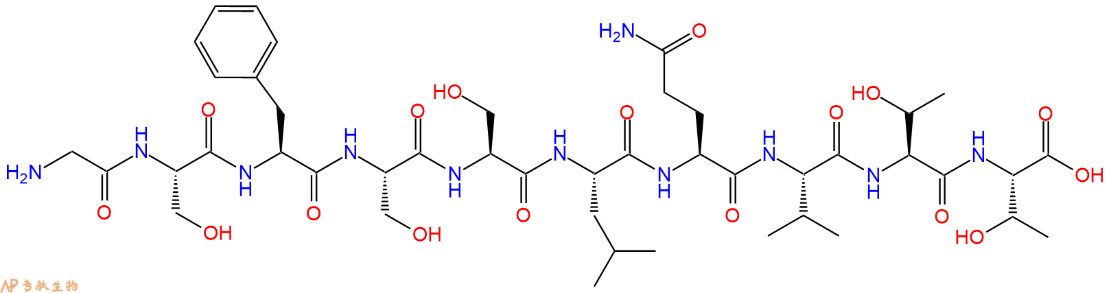 专肽生物产品H2N-Gly-Ser-Phe-Ser-Ser-Leu-Gln-Val-Thr-Thr-OH