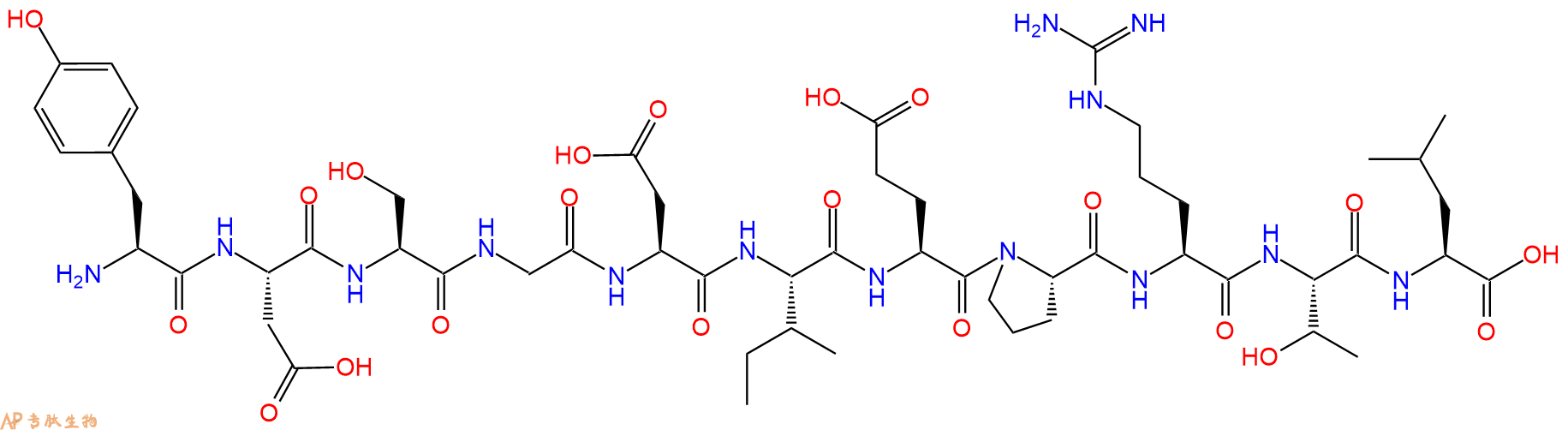 专肽生物产品H2N-Tyr-Asp-Ser-Gly-Asp-Ile-Glu-Pro-Arg-Thr-Leu-OH