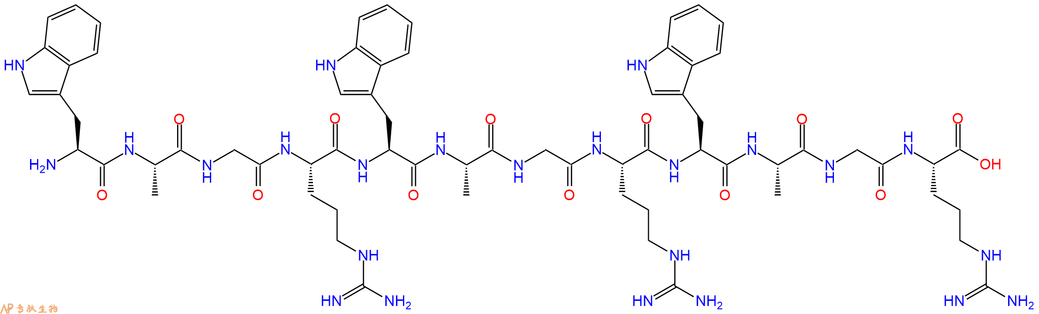 专肽生物产品H2N-Trp-Ala-Gly-Arg-Trp-Ala-Gly-Arg-Trp-Ala-Gly-Arg-OH