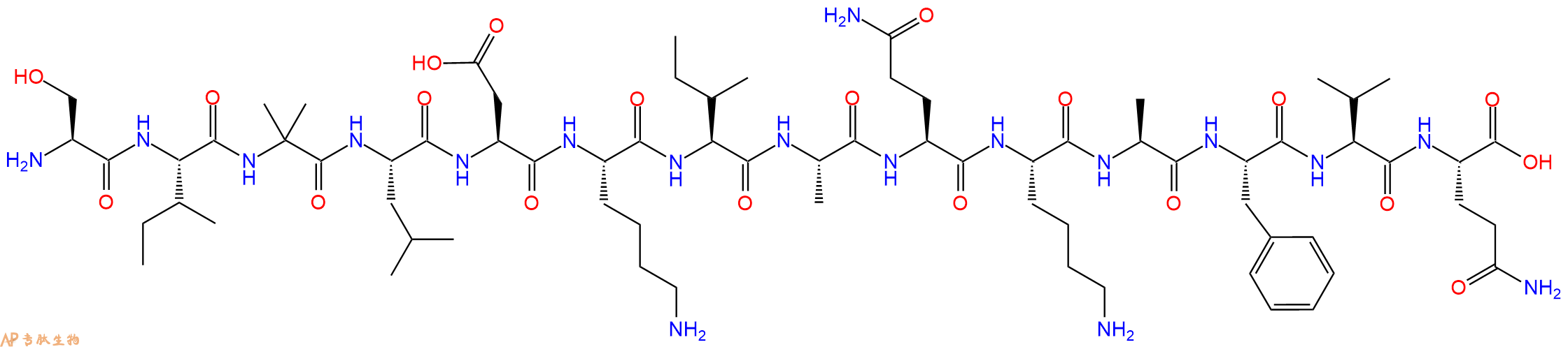 专肽生物产品H2N-Ser-Ile-Aib-Leu-Asp-Lys-Ile-Ala-Gln-Lys-Ala-Phe-Val-Gln-OH