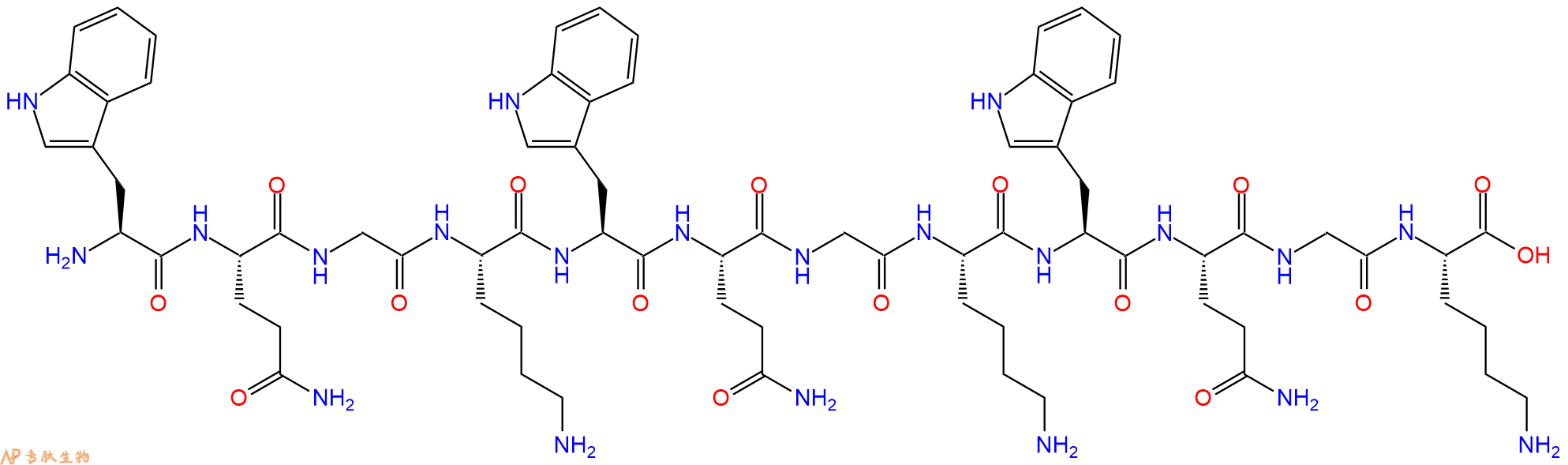 专肽生物产品H2N-Trp-Gln-Gly-Lys-Trp-Gln-Gly-Lys-Trp-Gln-Gly-Lys-OH