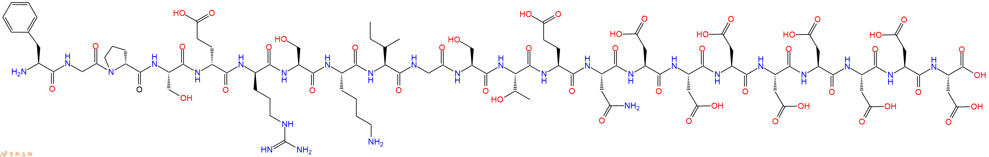 专肽生物产品H2N-Phe-Gly-DPro-Ser-DGlu-DArg-Ser-Lys-Ile-Gly-Ser-Thr-Glu-Asn-Asp-Asp-Asp-Asp-Asp-Asp-Asp-Asp-OH