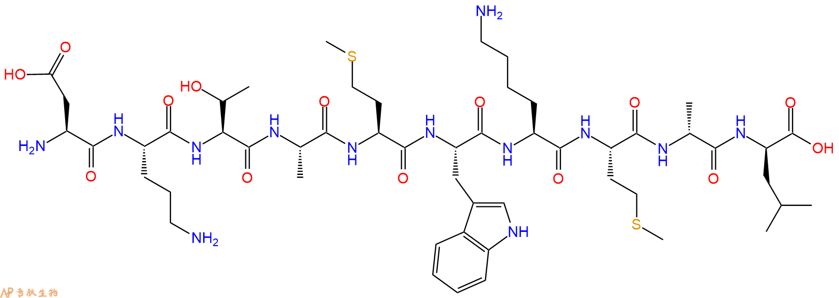 专肽生物产品H2N-Asp-Orn-Thr-Ala-Met-Trp-Lys-Met-DAla-DLeu-OH