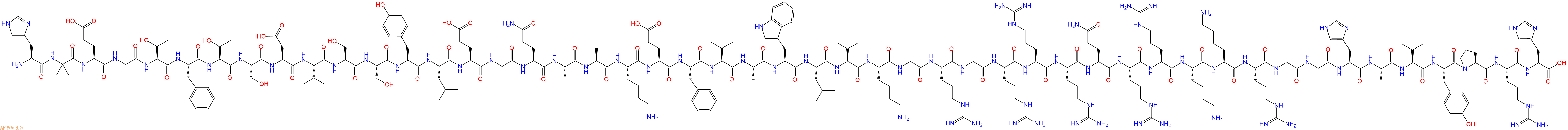 专肽生物产品H2N-His-Aib-Glu-Gly-Thr-Phe-Thr-Ser-Asp-Val-Ser-Ser-Tyr-Leu-Glu-Gly-Gln-Ala-Ala-Lys-Glu-Phe-Ile-Ala-Trp-Leu-Val-Lys-Gly-Arg-Gly-Arg-Arg-Arg-Gln-Arg-Arg-Lys-Lys-Arg-Gly-Gly-His-Ala-Ile-Tyr-Pro-Arg-His-OH