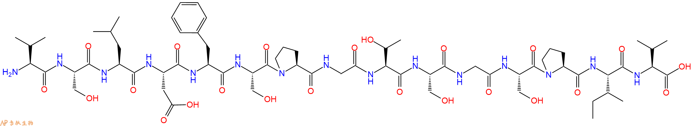 专肽生物产品H2N-Val-Ser-Leu-Asp-Phe-Ser-Pro-Gly-Thr-Ser-Gly-Ser-Pro-Ile-Val-OH