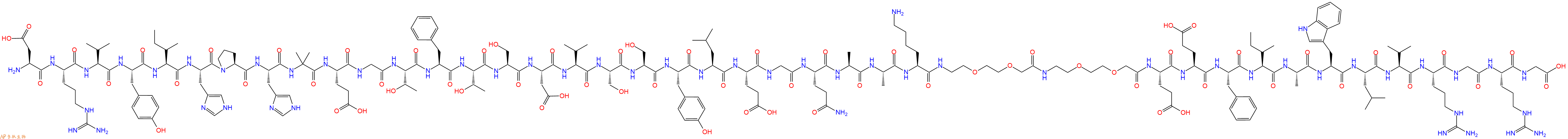 专肽生物产品H2N-Asp-Arg-Val-Tyr-Ile-His-Pro-His-Aib-Glu-Gly-Thr-Phe-Thr-Ser-Asp-Val-Ser-Ser-Tyr-Leu-Glu-Gly-Gln-Ala-Ala-Lys-AEEA-AEEA-Glu-Glu-Phe-Ile-Ala-Trp-Leu-Val-Arg-Gly-Arg-Gly-OH