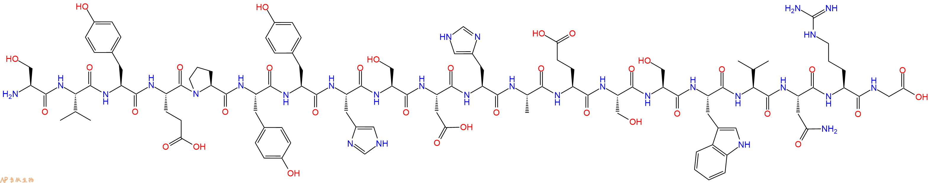专肽生物产品H2N-Ser-Val-Tyr-Glu-Pro-Tyr-Tyr-His-Ser-Asp-His-Ala-Glu-Ser-Ser-Trp-Val-Asn-Arg-Gly-OH