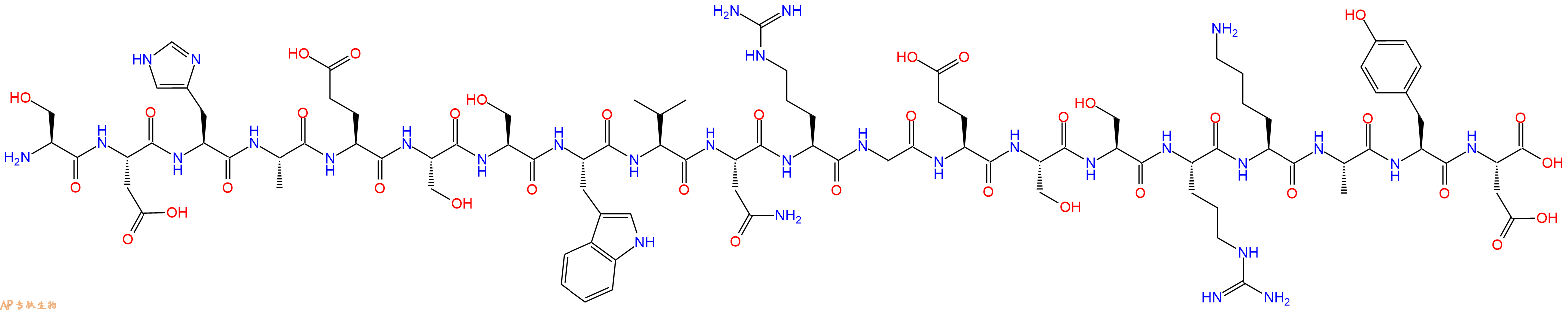 专肽生物产品H2N-Ser-Asp-His-Ala-Glu-Ser-Ser-Trp-Val-Asn-Arg-Gly-Glu-Ser-Ser-Arg-Lys-Ala-Tyr-Asp-OH