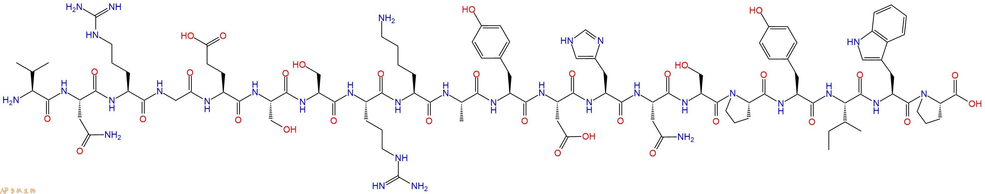专肽生物产品H2N-Val-Asn-Arg-Gly-Glu-Ser-Ser-Arg-Lys-Ala-Tyr-Asp-His-Asn-Ser-Pro-Tyr-Ile-Trp-Pro-OH
