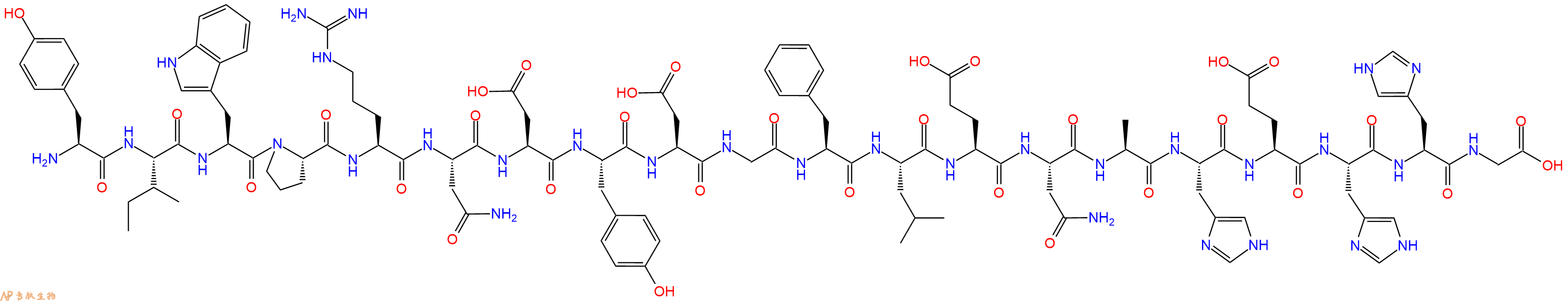 专肽生物产品H2N-Tyr-Ile-Trp-Pro-Arg-Asn-Asp-Tyr-Asp-Gly-Phe-Leu-Glu-Asn-Ala-His-Glu-His-His-Gly-OH