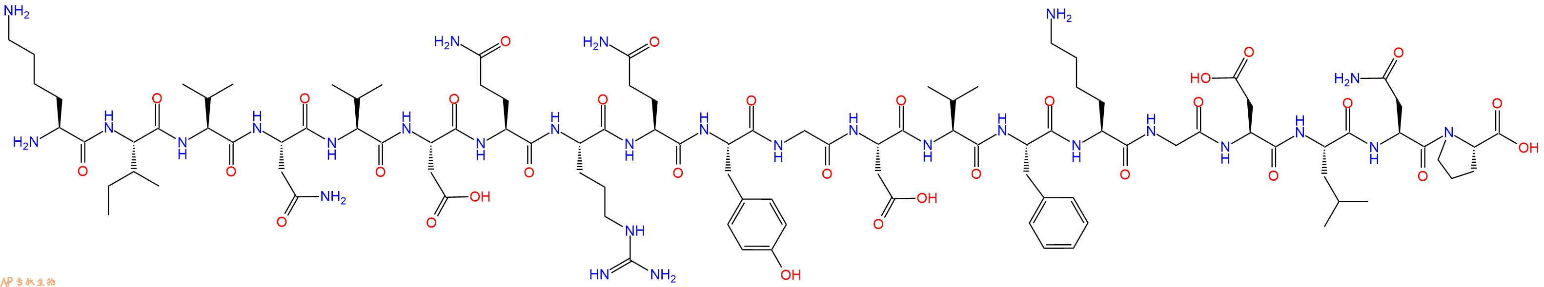 专肽生物产品H2N-Lys-Ile-Val-Asn-Val-Asp-Gln-Arg-Gln-Tyr-Gly-Asp-Val-Phe-Lys-Gly-Asp-Leu-Asn-Pro-OH