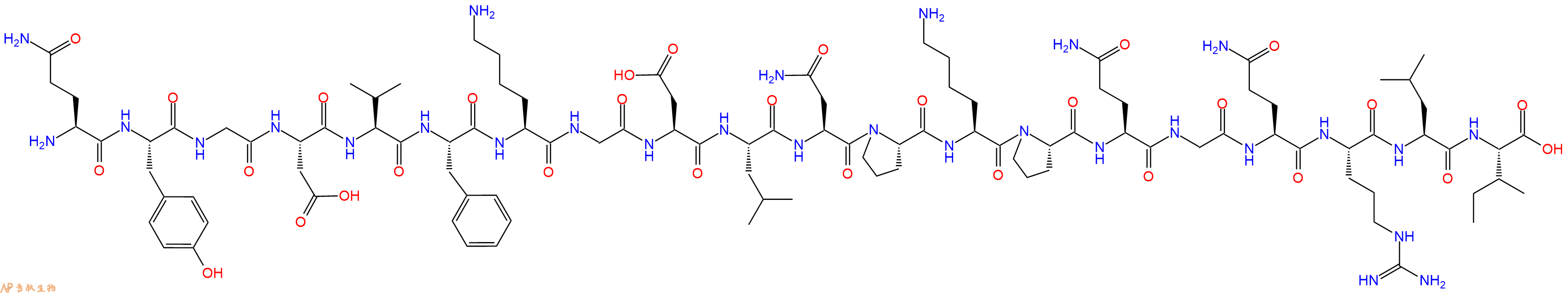 专肽生物产品H2N-Gln-Tyr-Gly-Asp-Val-Phe-Lys-Gly-Asp-Leu-Asn-Pro-Lys-Pro-Gln-Gly-Gln-Arg-Leu-Ile-OH