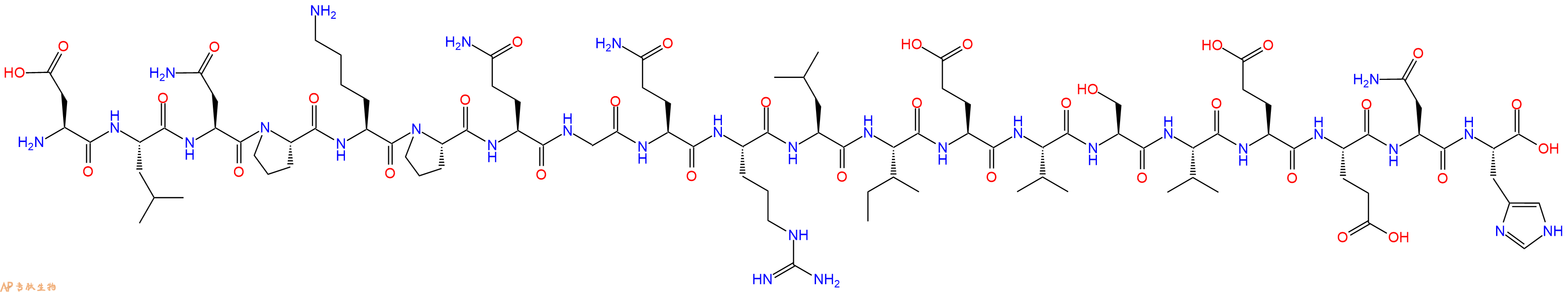 专肽生物产品H2N-Asp-Leu-Asn-Pro-Lys-Pro-Gln-Gly-Gln-Arg-Leu-Ile-Glu-Val-Ser-Val-Glu-Glu-Asn-His-OH