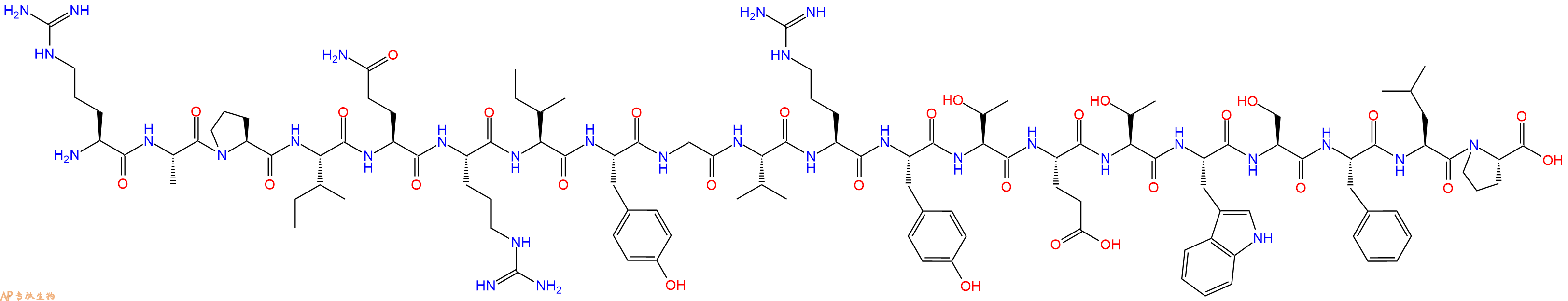 专肽生物产品H2N-Arg-Ala-Pro-Ile-Gln-Arg-Ile-Tyr-Gly-Val-Arg-Tyr-Thr-Glu-Thr-Trp-Ser-Phe-Leu-Pro-OH
