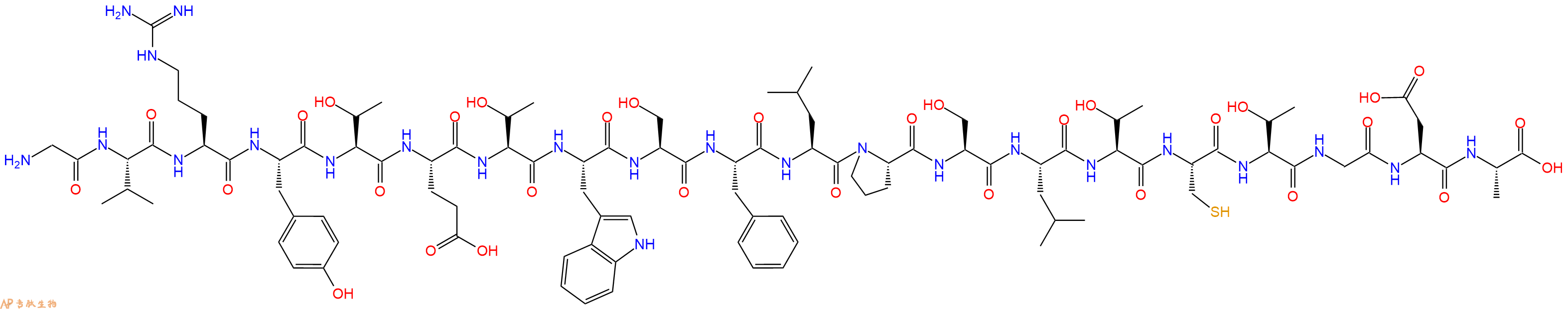 专肽生物产品H2N-Gly-Val-Arg-Tyr-Thr-Glu-Thr-Trp-Ser-Phe-Leu-Pro-Ser-Leu-Thr-Cys-Thr-Gly-Asp-Ala-OH