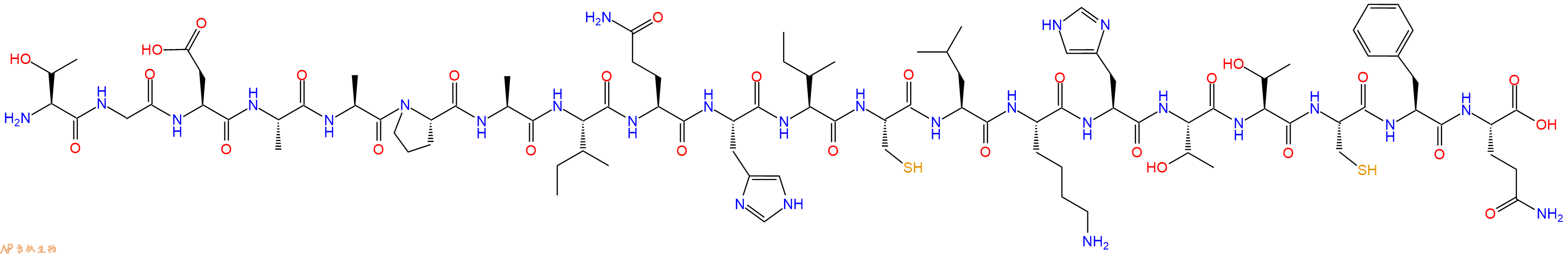 专肽生物产品H2N-Thr-Gly-Asp-Ala-Ala-Pro-Ala-Ile-Gln-His-Ile-Cys-Leu-Lys-His-Thr-Thr-Cys-Phe-Gln-OH