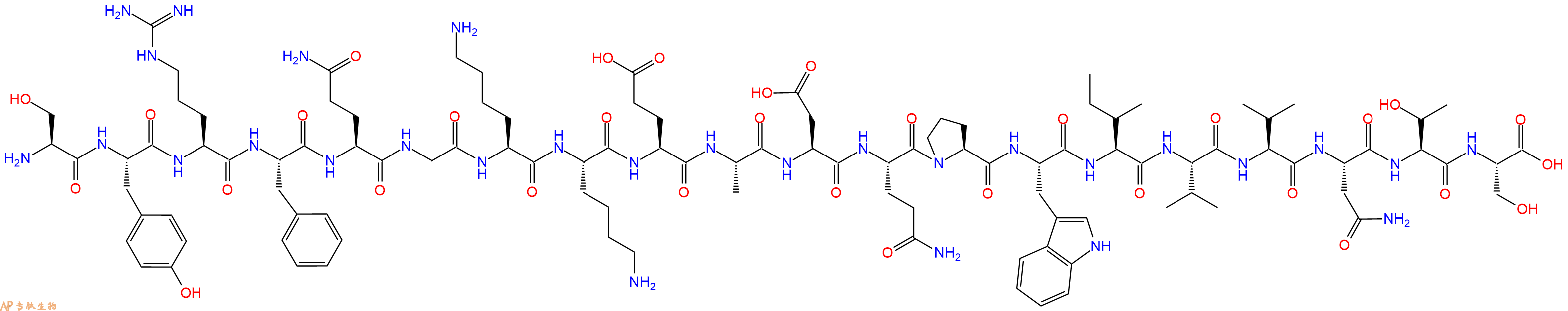 专肽生物产品H2N-Ser-Tyr-Arg-Phe-Gln-Gly-Lys-Lys-Glu-Ala-Asp-Gln-Pro-Trp-Ile-Val-Val-Asn-Thr-Ser-OH