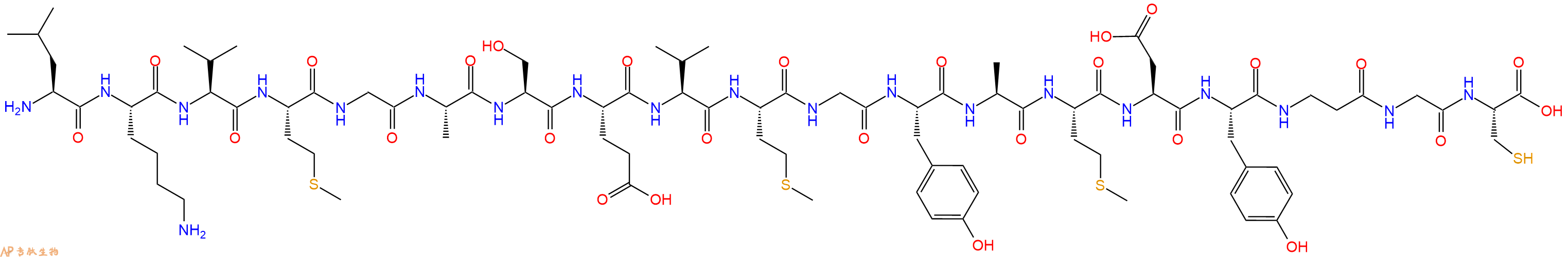 专肽生物产品H2N-Leu-Lys-Val-Met-Gly-Ala-Ser-Glu-Val-Met-Gly-Tyr-Ala-Met-Asp-Tyr-&beta;Ala-Gly-Cys-OH