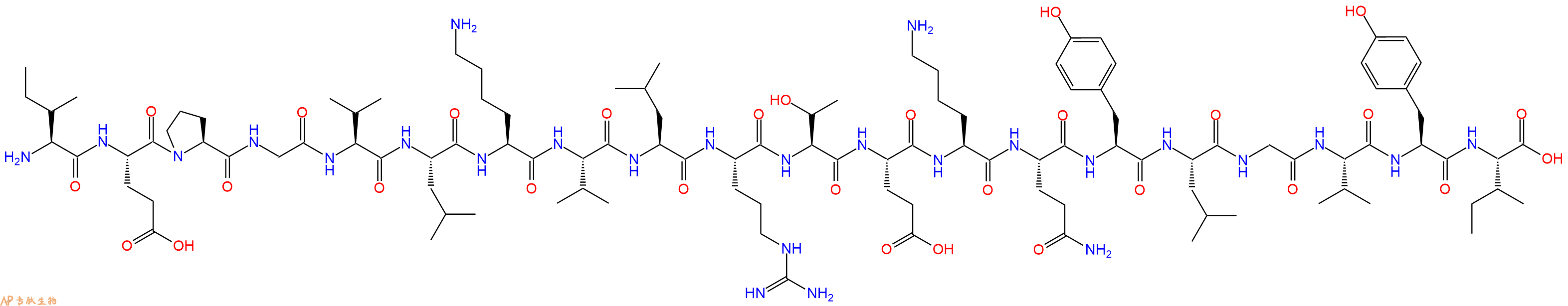 专肽生物产品H2N-Ile-Glu-Pro-Gly-Val-Leu-Lys-Val-Leu-Arg-Thr-Glu-Lys-Gln-Tyr-Leu-Gly-Val-Tyr-Ile-OH