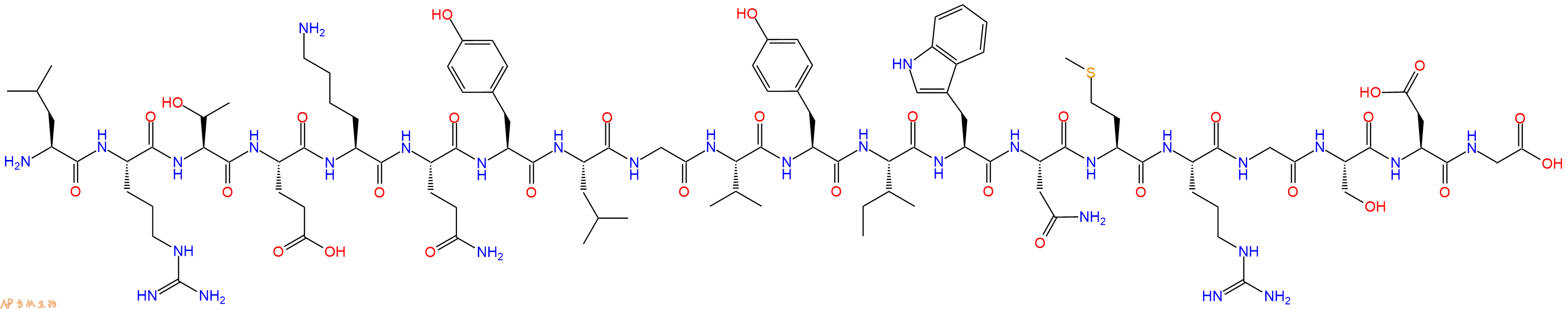 专肽生物产品H2N-Leu-Arg-Thr-Glu-Lys-Gln-Tyr-Leu-Gly-Val-Tyr-Ile-Trp-Asn-Met-Arg-Gly-Ser-Asp-Gly-OH