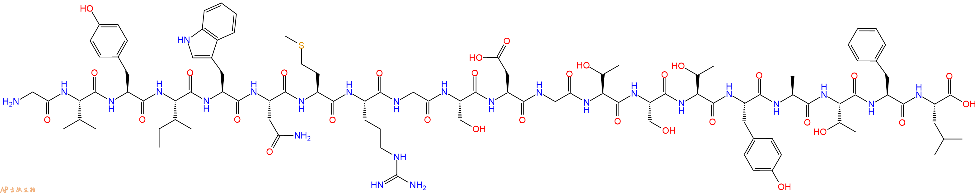 专肽生物产品H2N-Gly-Val-Tyr-Ile-Trp-Asn-Met-Arg-Gly-Ser-Asp-Gly-Thr-Ser-Thr-Tyr-Ala-Thr-Phe-Leu-OH