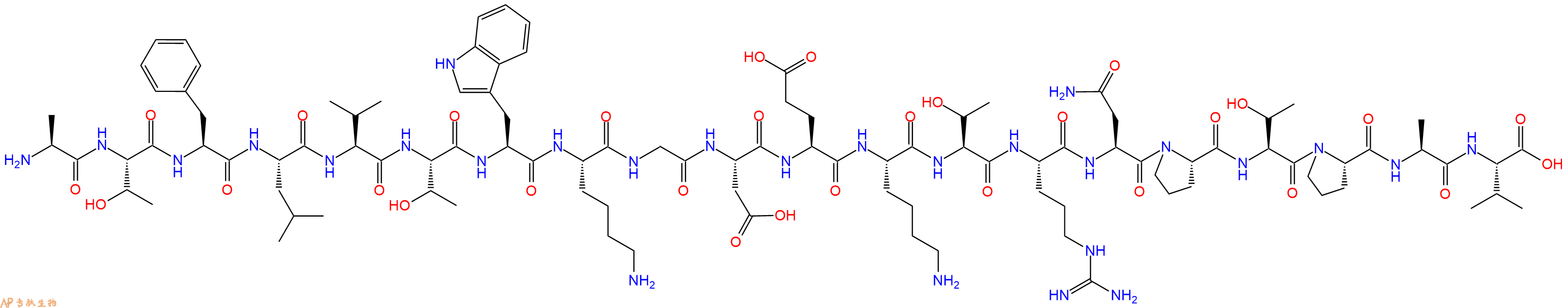 专肽生物产品H2N-Ala-Thr-Phe-Leu-Val-Thr-Trp-Lys-Gly-Asp-Glu-Lys-Thr-Arg-Asn-Pro-Thr-Pro-Ala-Val-OH