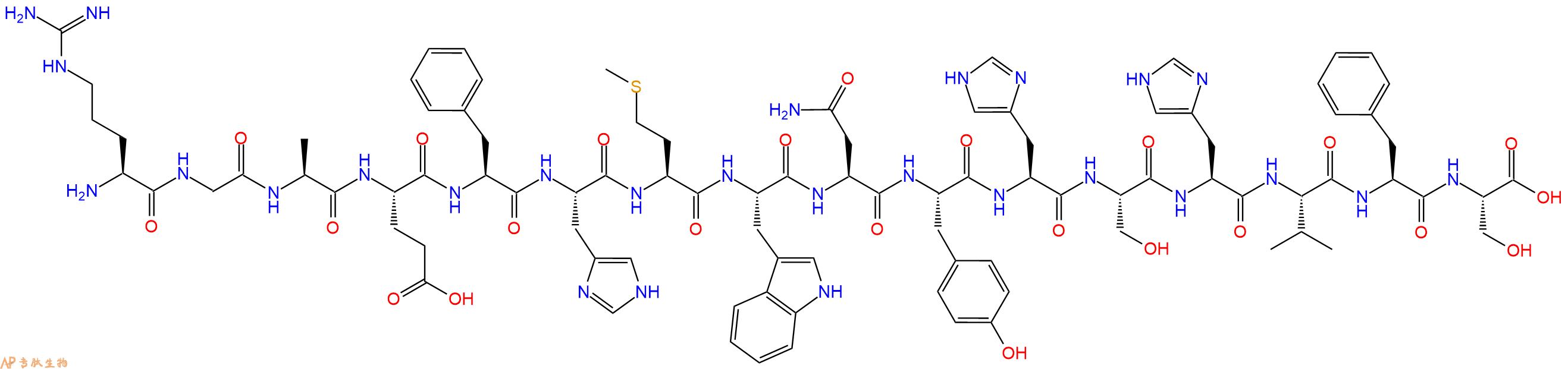 专肽生物产品H2N-Arg-Gly-Ala-Glu-Phe-His-Met-Trp-Asn-Tyr-His-Ser-His-Val-Phe-Ser-OH