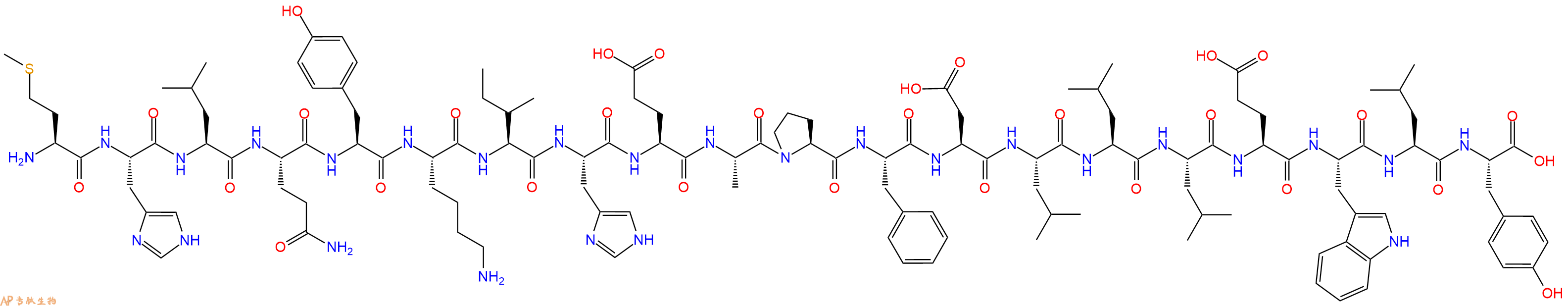 专肽生物产品H2N-Met-His-Leu-Gln-Tyr-Lys-Ile-His-Glu-Ala-Pro-Phe-Asp-Leu-Leu-Leu-Glu-Trp-Leu-Tyr-OH