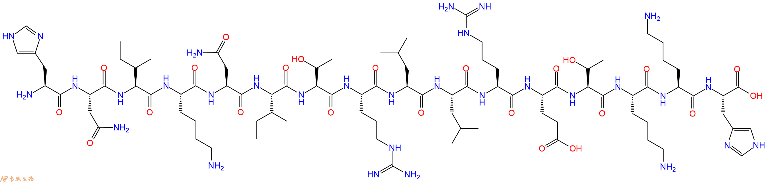 专肽生物产品H2N-His-Asn-Ile-Lys-Asn-Ile-Thr-Arg-Leu-Leu-Arg-Glu-Thr-Lys-Lys-His-OH