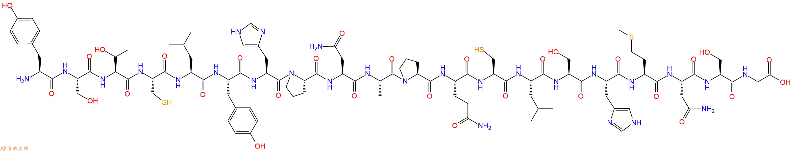 专肽生物产品H2N-Tyr-Ser-Thr-Cys-Leu-Tyr-His-Pro-Asn-Ala-Pro-Gln-Cys-Leu-Ser-His-Met-Asn-Ser-Gly-OH