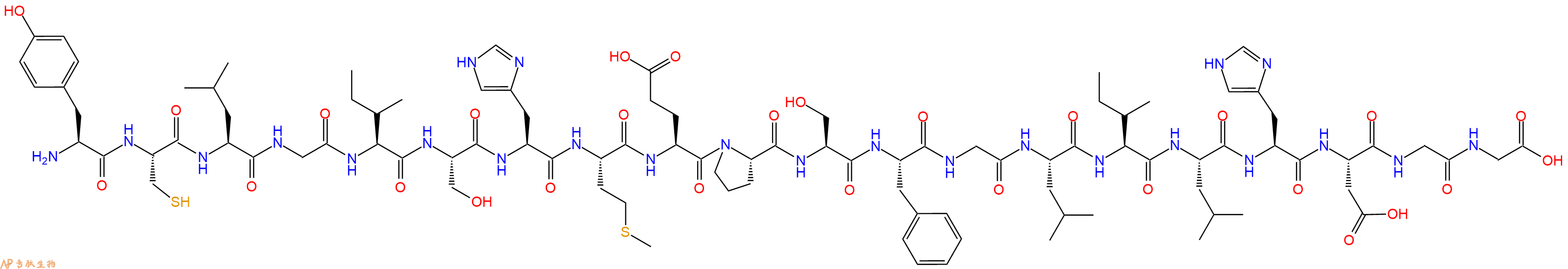 专肽生物产品H2N-Tyr-Cys-Leu-Gly-Ile-Ser-His-Met-Glu-Pro-Ser-Phe-Gly-Leu-Ile-Leu-His-Asp-Gly-Gly-OH