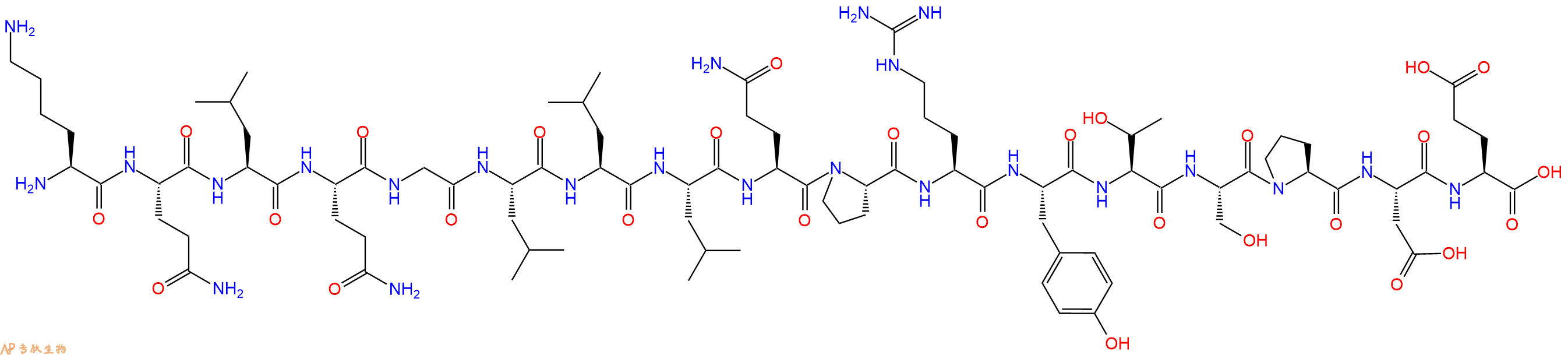 专肽生物产品H2N-Lys-Gln-Leu-Gln-Gly-Leu-Leu-Leu-Gln-Pro-Arg-Tyr-Thr-Ser-Pro-Asp-Glu-OH