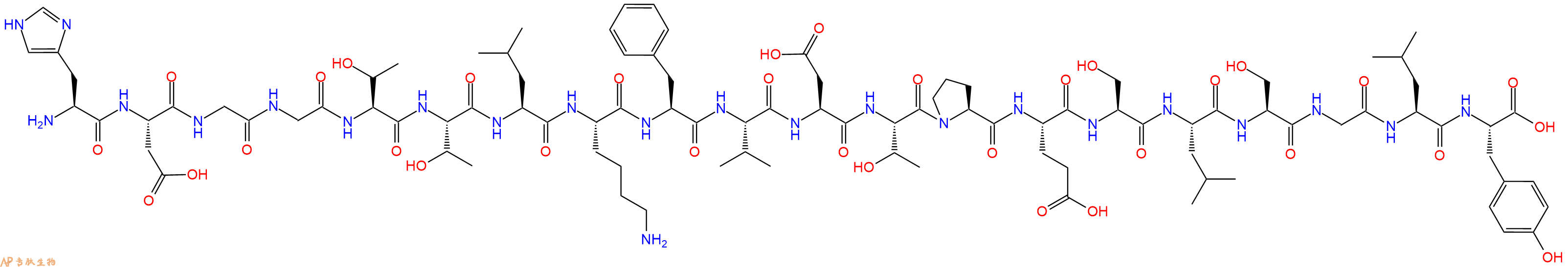 专肽生物产品H2N-His-Asp-Gly-Gly-Thr-Thr-Leu-Lys-Phe-Val-Asp-Thr-Pro-Glu-Ser-Leu-Ser-Gly-Leu-Tyr-OH