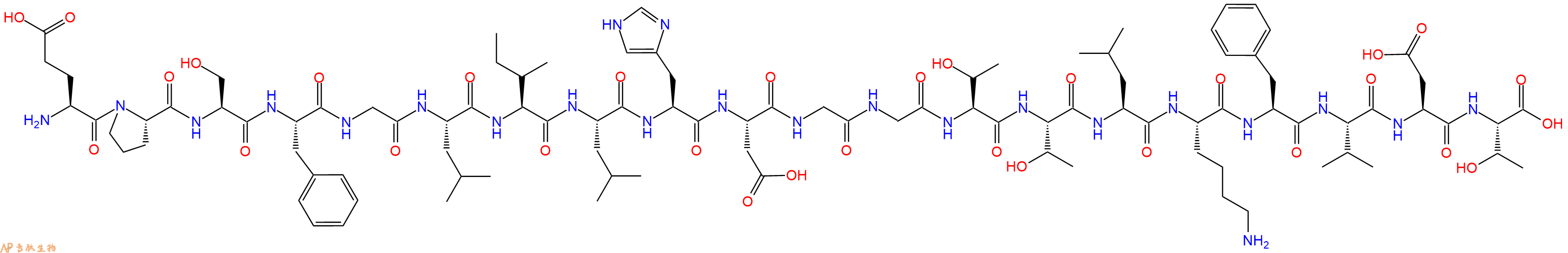 专肽生物产品H2N-Glu-Pro-Ser-Phe-Gly-Leu-Ile-Leu-His-Asp-Gly-Gly-Thr-Thr-Leu-Lys-Phe-Val-Asp-Thr-OH
