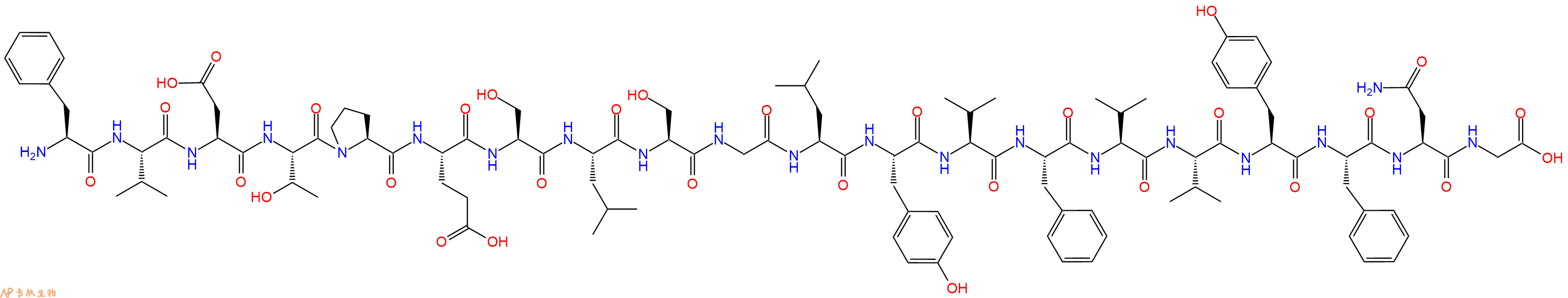 专肽生物产品H2N-Phe-Val-Asp-Thr-Pro-Glu-Ser-Leu-Ser-Gly-Leu-Tyr-Val-Phe-Val-Val-Tyr-Phe-Asn-Gly-OH